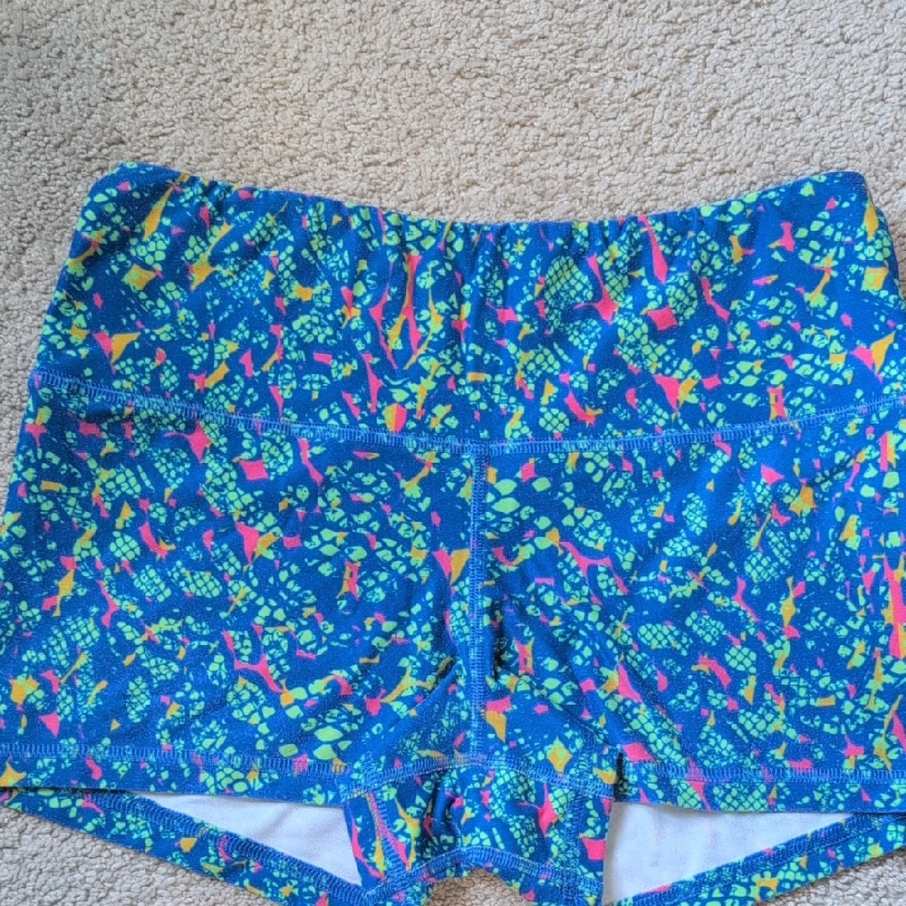 Fleo Blue Patterned Women's Athletic Shorts